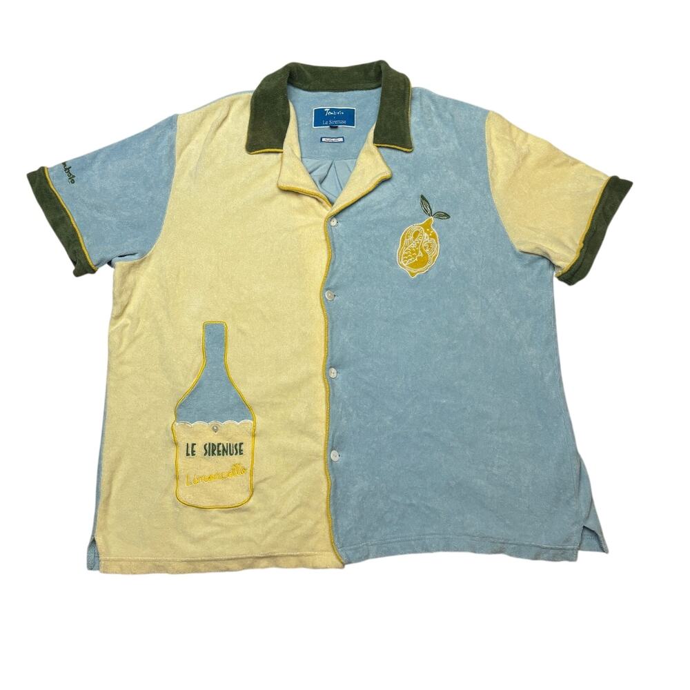 Tombolo Le Sirenuse Limoncello Cabana Shirt Men's Large Organic Cotton Terry